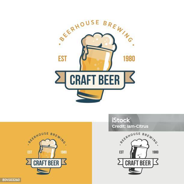 Original Vintage Craft Beer Icon Template For Beer House Stock Illustration - Download Image Now