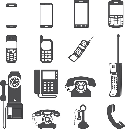 Evolution of telephone icon set.