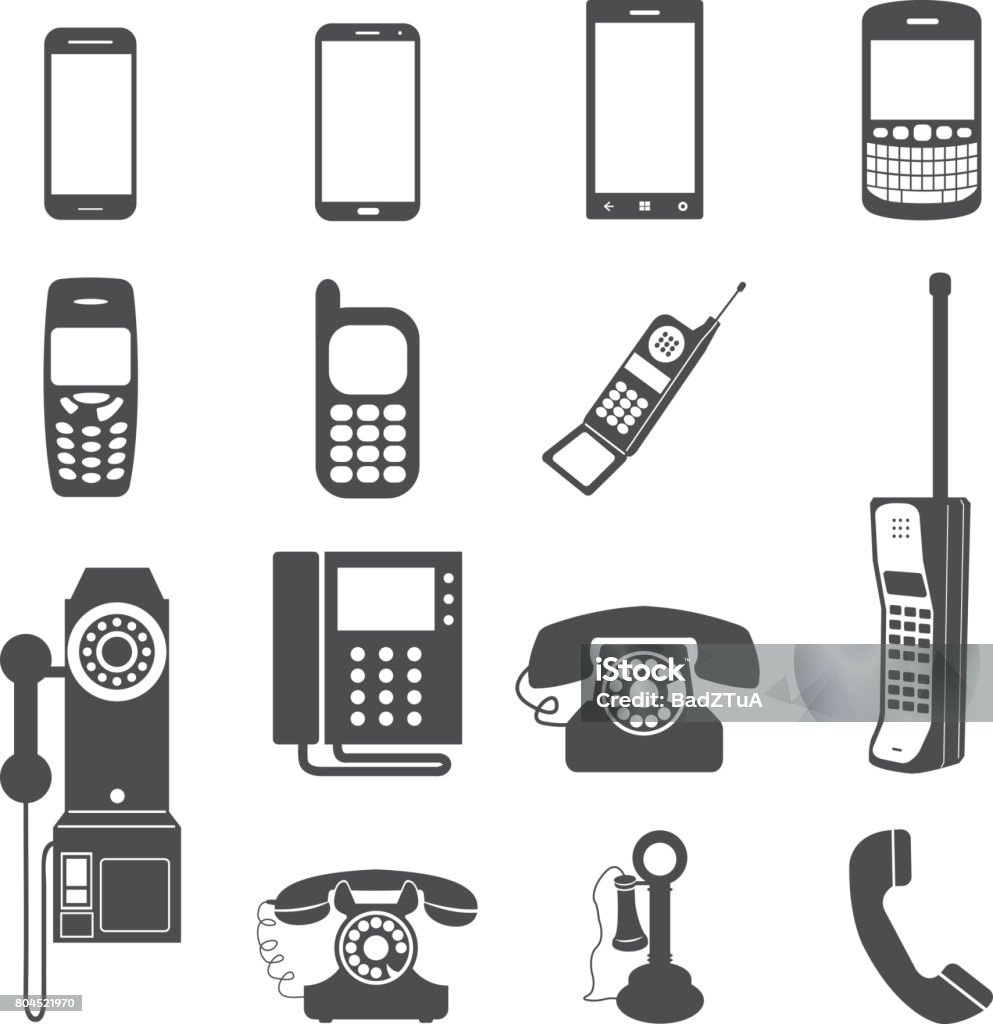 Evolution of telephone icon set. Telephone stock vector