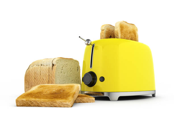 istock Toaster with toasted bread isolated on white background Kitchen equipment Close up 3d 804528860