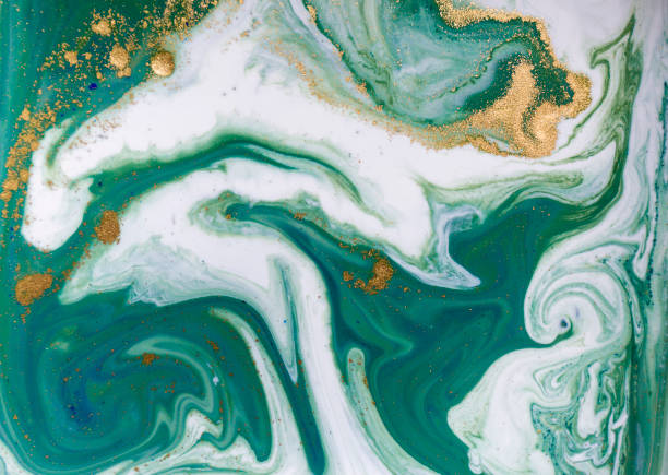 istock Marbled green and golden abstract background. Liquid marble pattern. 804531858