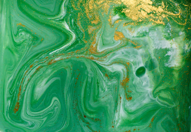 istock Marbled green and golden abstract background. Liquid marble pattern. 804532186
