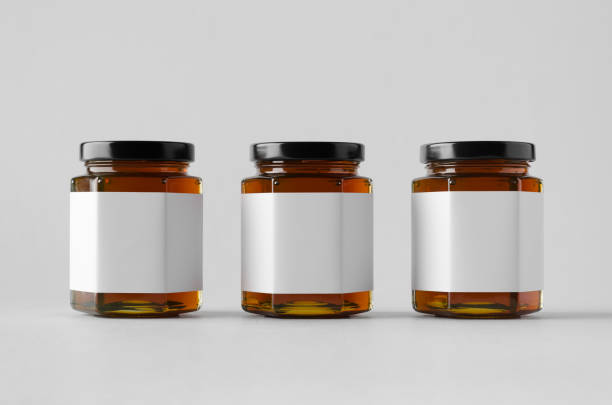istock Honey Jar Mock-Up - Three Jars. Blank Label 804543840
