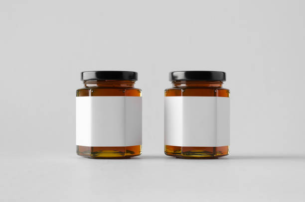 istock Honey Jar Mock-Up - Two Jars. Blank Label 804544070