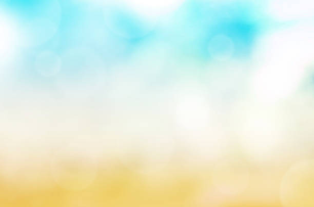 istock Summer holiday concept background. Blue and yellow with bokeh blurred abstract background. 804544316
