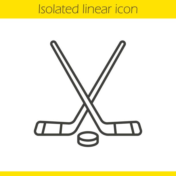 eishockey-ausrüstung-symbol - hockeyschläger stock-grafiken, -clipart, -cartoons und -symbole