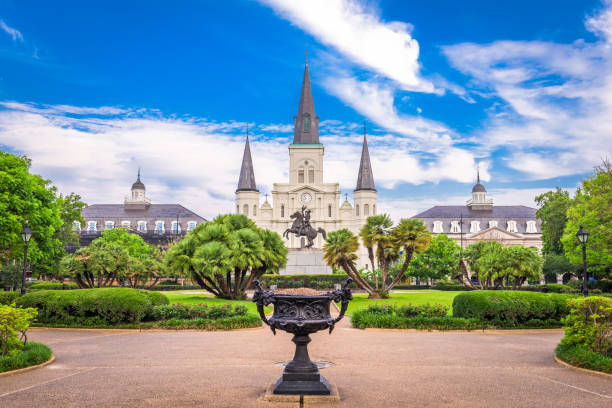 St. Louis Cathedral New Orleans New Orleans, Louisiana, USA at St. Louis Cathedral and Jackson Square. jackson square stock pictures, royalty-free photos & images