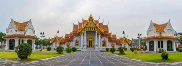 Bangkok, Thailand - Wat benchamabophit Dusitvanaram (The Marble Temple) stock photo