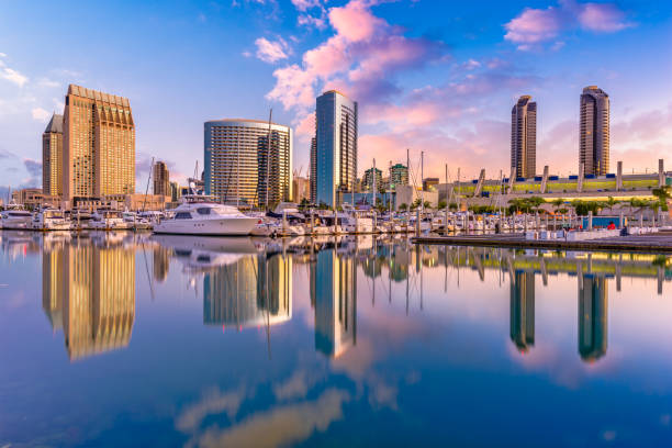 San Diego, California, USA San Diego, California, USA downtown city skyline. marina california stock pictures, royalty-free photos & images