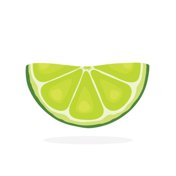 ilustraciones, imágenes clip art, dibujos animados e iconos de stock de rodajas de limón medio - lime wedge