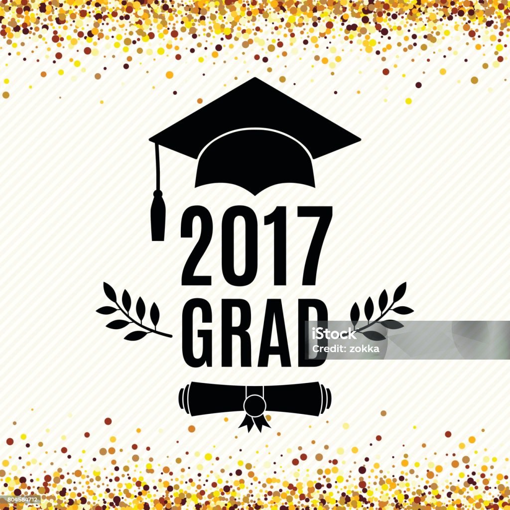 Grad 2017 Graduate 2017 Class Of Greeting Card With Hat Scroll And Laurel For ...