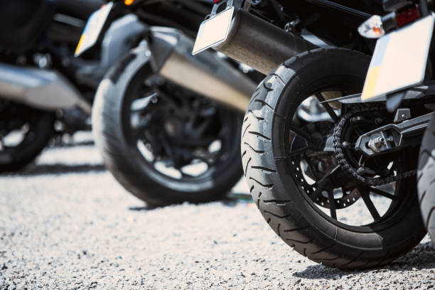 istock Motorcycle luxury items close-up: headlights, shock absorber, wheel, wing, toning 804592674