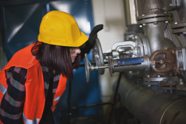 istock Woman manager in metal industry 804596212