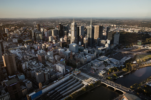 Arial view of Melbourne, Australia. Shot from the Eureka Skydeck.