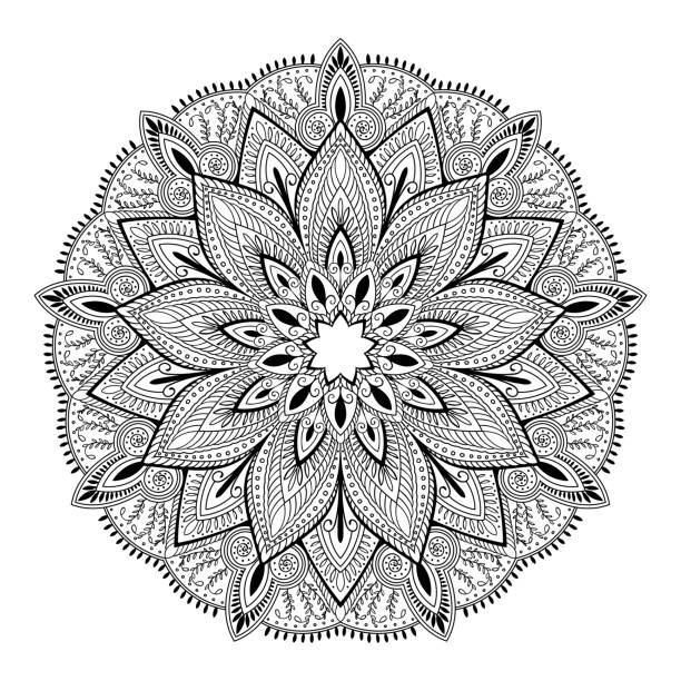 mandala, highly detailed inspired illustration. Rasterized copy. mandala, highly detailed inspired illustration, ethnic tribal tattoo motive, black and white Rasterized copy. rasterized stock illustrations