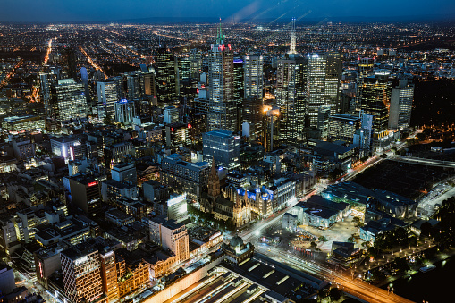 Arial view of Melbourne, Australia. Shot from the Eureka Skydeck.