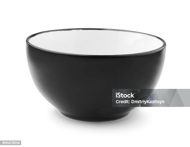 Ceramic Bowl Isolated Stock Photo - Download Image Now - Bowl, Front View, Black Color