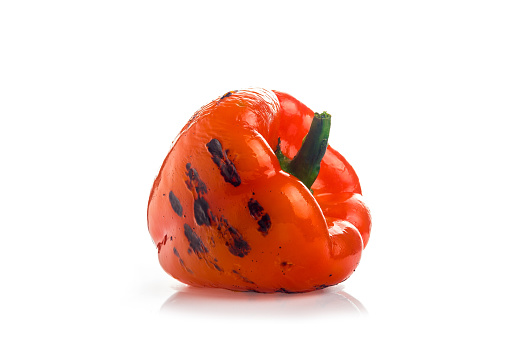 red pepper with the grill stripes on white background