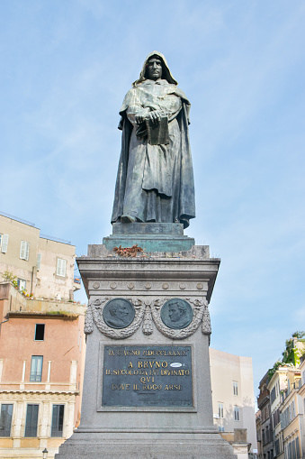 Giordano Bruno statue at the Campo Dei Fiori square in Rome, Italy