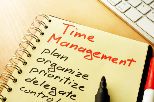 istock Time management title and list from plan, organize, prioritize. 804619866