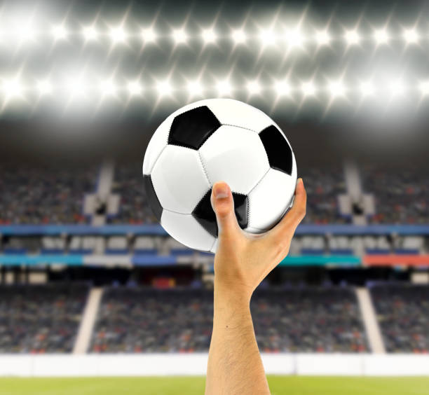 istock soccer ball at the stadium 804622534