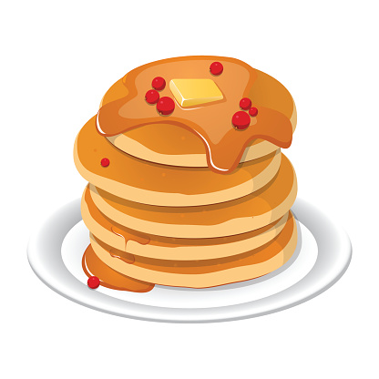 istock Vector illustration. Fresh tasty hot pancakes with sweet maple syrup. Cartoon icon isolated on background. Vintage restaurant sign. 804625194