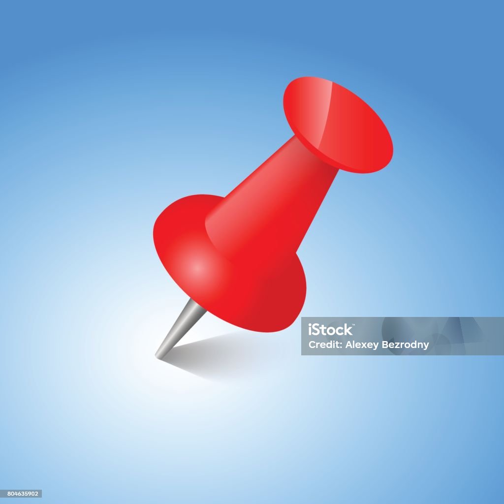 Small Red Pin Sign Red Pin Realistic Vector Stock Illustration - Download Image Now ...