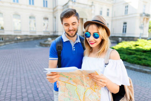 istock Happy couple at old city background 804641004