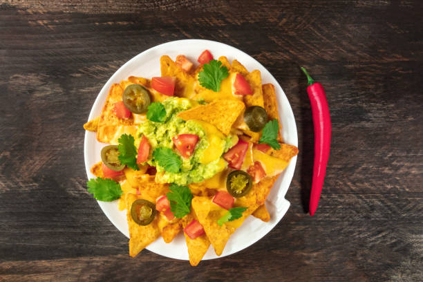 istock Nachos with cheese, traditional Mexican snack, with copyspace 804655106