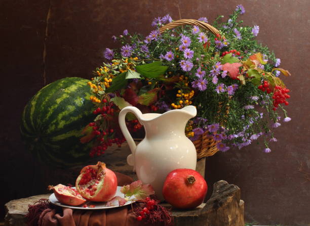 istock Still life with watermelon and pomegranate 804655488