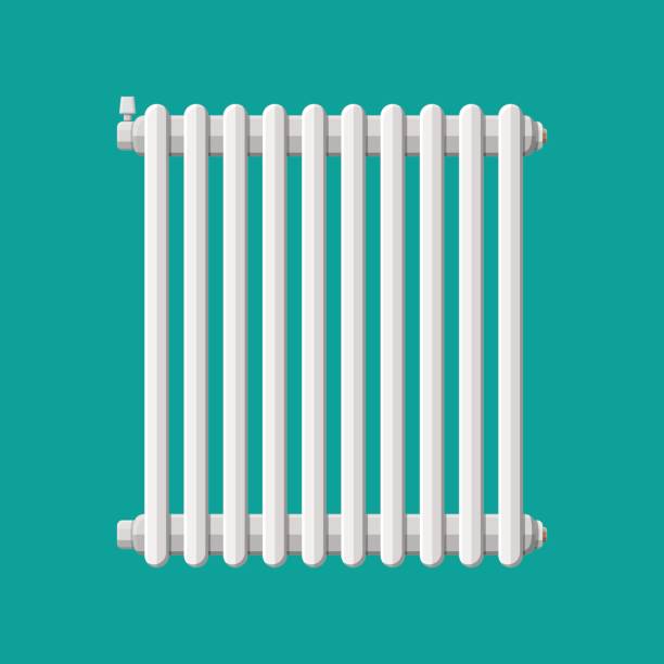 Heating radiator. Retro heating system. Heating radiator. Retro heating system. Vector illustration in flat style iron steam stock illustrations