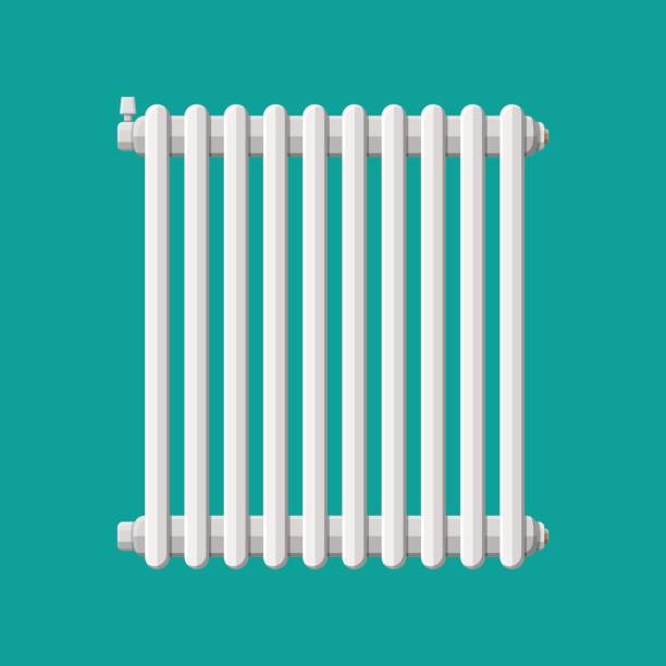 Heating radiator. Retro heating system. Heating radiator. Retro heating system. Vector illustration in flat style radiator stock illustrations