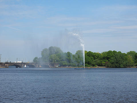 Alster Fountain at Inner Alster lake) in Hamburg