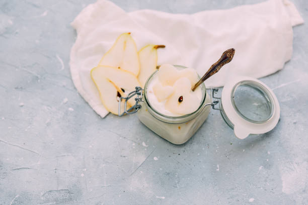 istock homemade sweet yogurt with pear 804681950