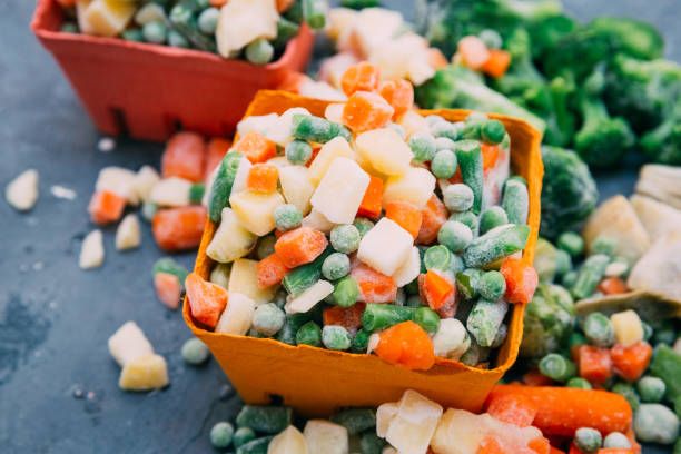 Frozen vegetables Mexican mix Frozen vegetables. frozen stock pictures, royalty-free photos & images