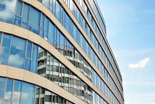 istock Modern building.Modern office building with facade of glass 804698082