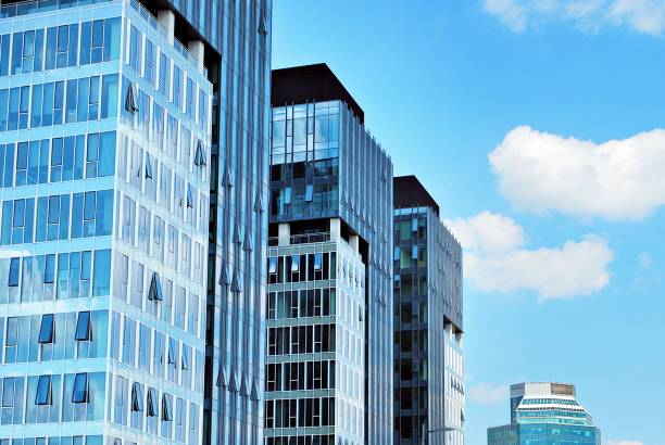 istock Modern building.Modern office building with facade of glass 804701284