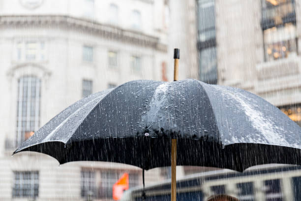 Rain in London Regent Street stock photo