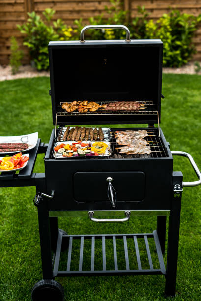 istock Delicious grilled meat and prawns with various of vegetable 804702156