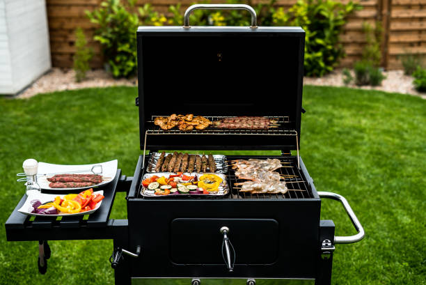istock Delicious grilled meat and prawns with various of vegetable 804702160
