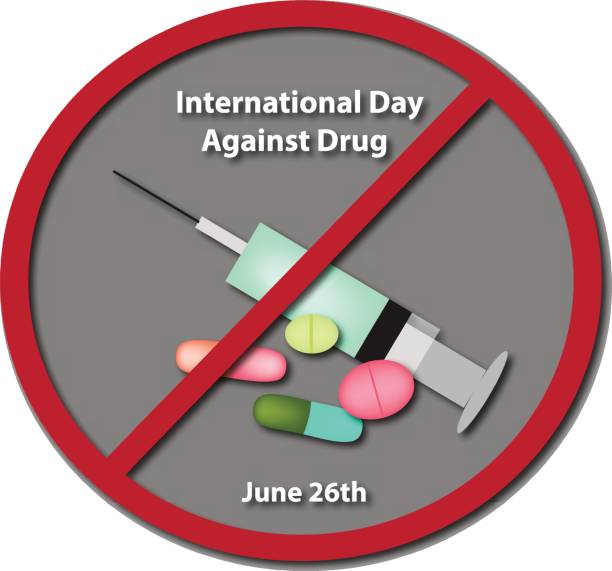 istock International Day Against Drug Abuse. 26 June. Syringe, capsule tablets, prohibitory sign. Vector illustration on isolated background 804702244