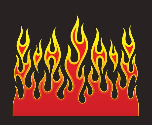 Fire flames, red and yellow gradient colored, isolated vector element