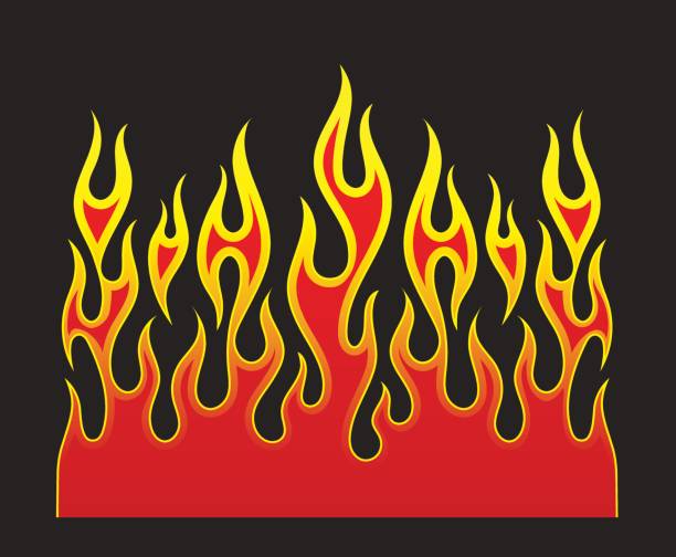 Fire flames vector element Fire flames, red and yellow gradient colored, isolated vector element hot rod car stock illustrations