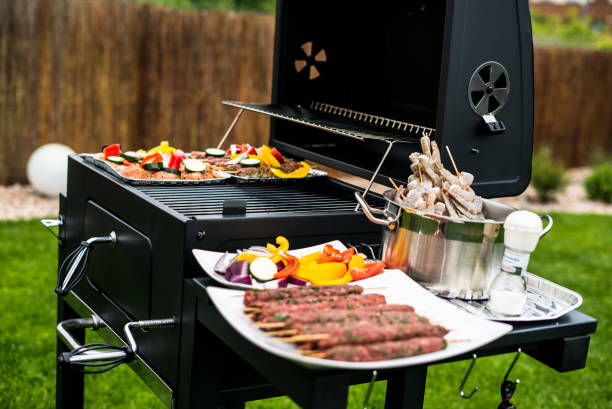 istock Delicious grilled meat and prawns with various of vegetable 804705198