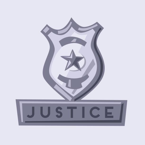 istock Police badge and weapon. Cartoon vector illustration 804705960