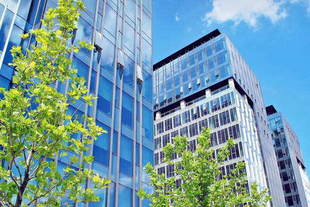 istock Modern building.Modern office building with facade of glass 804724192