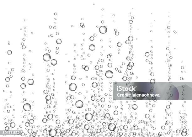 Underwater Fizzing Air Bubbles On White Background Stock Illustration - Download Image Now