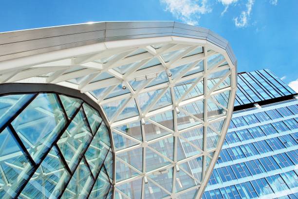 istock Modern building.Modern office building with facade of glass 804754036