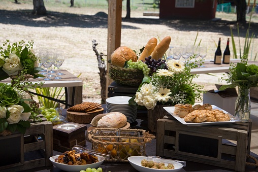 A lot of various food on catering table