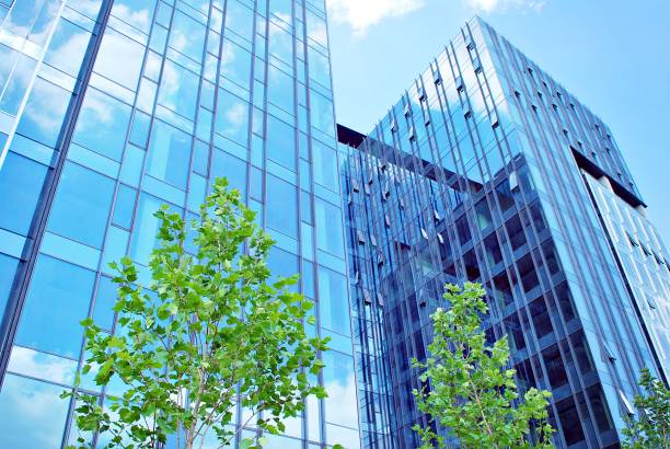 istock Modern building.Modern office building with facade of glass 804760792